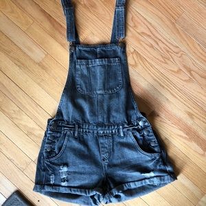 Black overall shorts